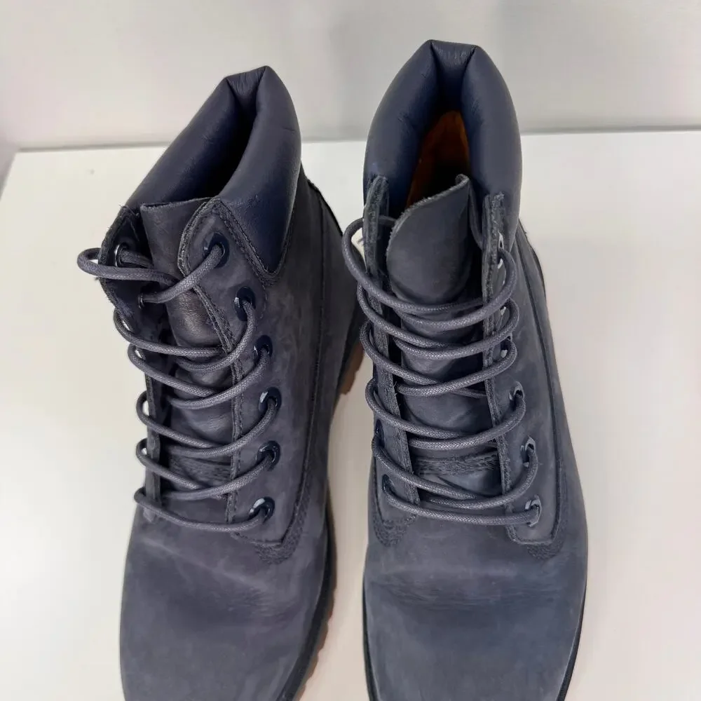 TIMBERLAND Boys Boots 6 Navy Blue Nubuck Premium Waterproof 6